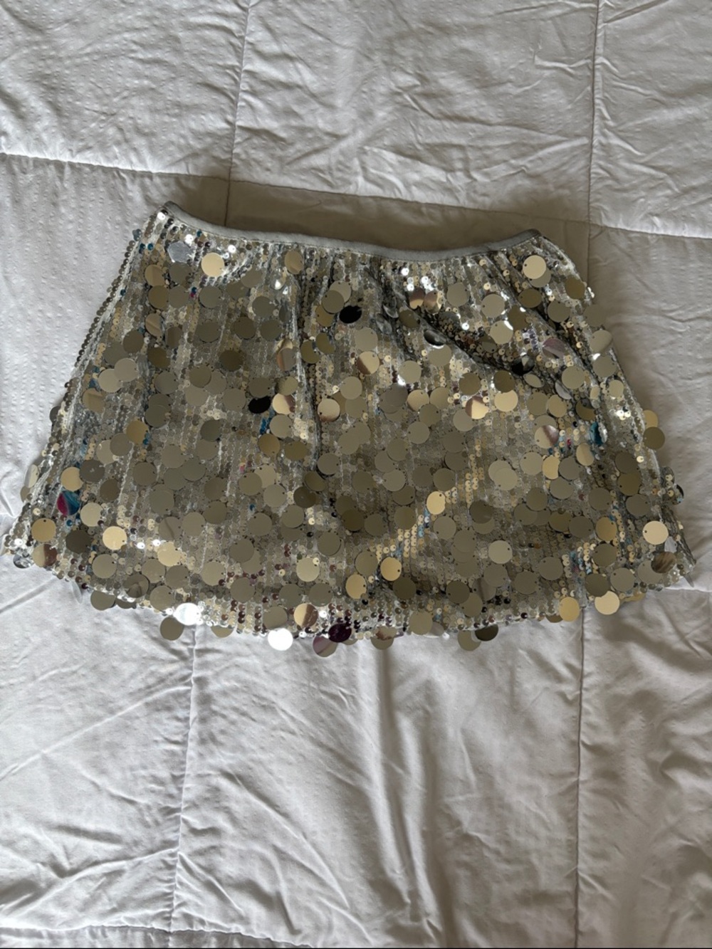 Silver Sequin Mini Skirt - Shimmer Party Skirt